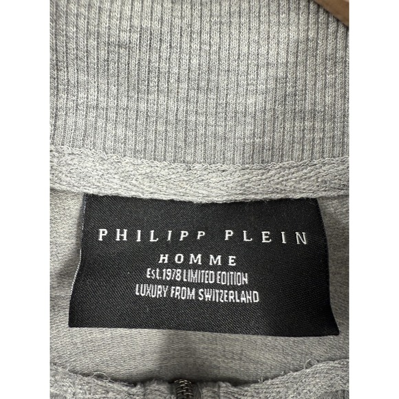 Philipp Plein Homme Sweatshirt Mens 2XL Full Zip Skull Crossbones Zip Pocket - Picture 6 of 12